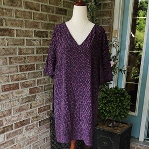 NWT Madewell Navy Patterned V-Neck Dress, Size 12